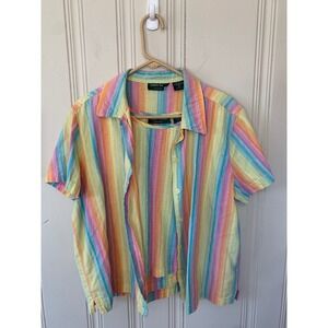 Lemon Grass Studio Rainbow Stripe 2 Piece Set Cotton Shirt Tank XL Multi Color